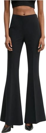 Twinset Broeken, Dames, Zwart, L, Leer, Crepe Flare Broeken