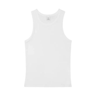 Won Hundred Fijn geribbelde ronde hals tanktop - Heren - Tops - Wit - Maat: S Katoen