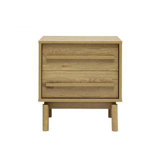 Miliboo Mesita De Noche Acabado Madera Roble 2 Cajones L50 Cm Yseult