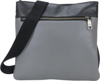 Coach Black Gray Leather Messenger Bag (Pre-Owned)