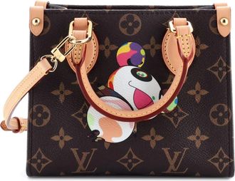 Louis Vuitton x Takashi Murakami Borsa a spalla OnTheGo Tote Limited Edition Panda BB con monogramma - Marrone