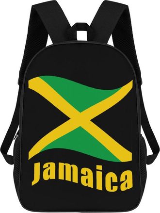 Generic Jamaican Flag Backpack for Men Women Shoulder Bag Laptop Bag Travel Casual Daypacks 17 Inch