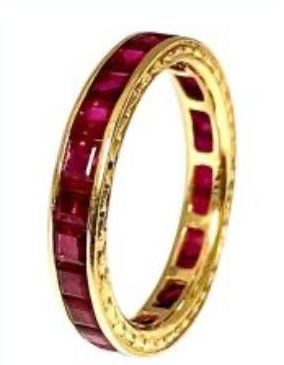 Bespoke 14ct Yellow Gold Ruby Eternity Ring - Size M 1/2 Size M