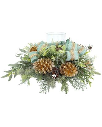 Creative Displays Inc. Christmas Candleholder Centerpiece With Sage & Gold Pinecones