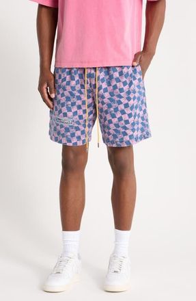 Diet Starts Monday Warped Checker Shorts in Lavender/navy at Nordstrom, Size Medium