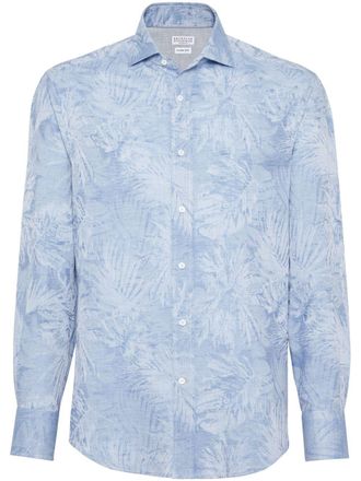 Brunello Cucinelli Camicia con effetto jacquard - Blu