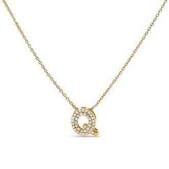 House of Brilliance 10K Gold Diamond Accent A-Z Initial Bubble Pendant Necklace in Yellow | Q at Nordstrom