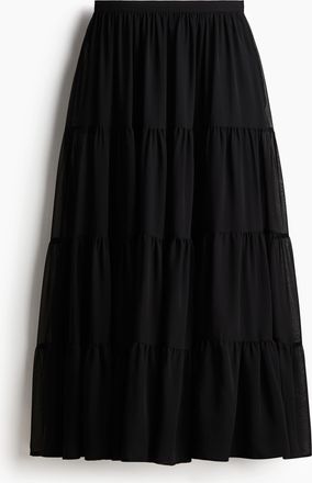 H&M Langer Stufenjupe - Schwarz