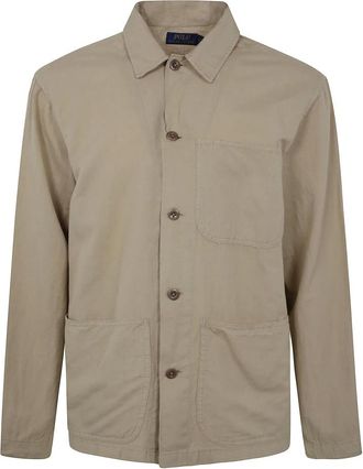 Polo Ralph Lauren Overhemden, Heren, Beige, S, Katoen, Lange Mouw Sport Shirt