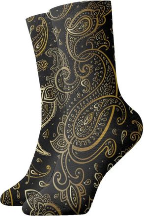 AOOEDM Gold Paisley Beautiful Golden Fashion Compression Socks,Performance Polyester Cushioned Athletic Crew Socks, for Running,Athletic