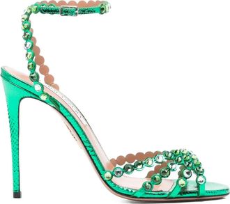 Aquazzura 120 mm Tequila stiletto sandalen verfraaid met kristallen - Groen