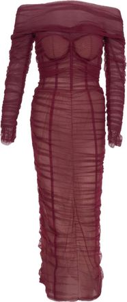 Ana Radu Abito con ruches e spalle scoperte - Rosso
