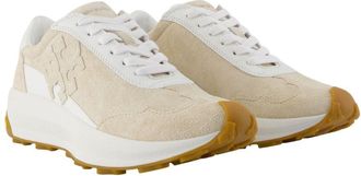 Tory Burch Womens Colorblock Calfskin Sneaker Beige