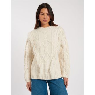 Nobody's Child Womens Nobodys Crew Neck Relaxed Fit Long Sleeve Sweater in Beige - Size 10 UK