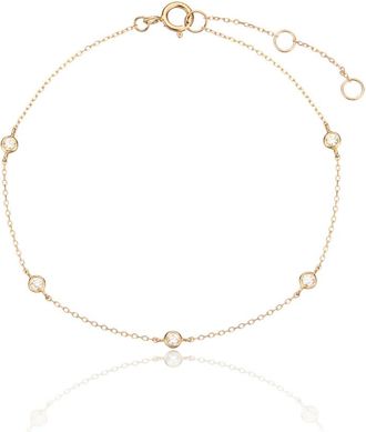 Lily & Roo Solid Gold Five Stone Genuine Diamond Bracelet