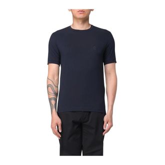 Giorgio Armani Tops, Heren, Blauw, M, Essential Effen Casual T-shirt