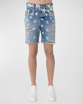Amiri Men & apos;s Bleach Bandana Denim Shorts