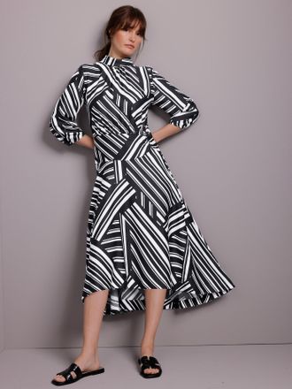 Cr&eacute;ation L Druckkleid CREATION L PREMIUM Modal-Kleid, Damen, Gr. 36, Normalgr&ouml;ssen, schwarz, ecru, bedruckt, 100% Modal, bedruckt, gemustert, mehrfarbig, lang, K
