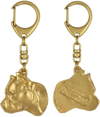 OEM American Staffordshire Terrier, Amstaff, Amstaf Ii: Llavero De Perro Chapado En Oro En Una Caja De Regalo, Decoraci&oacute;n De Bolso, Accesorio De Lujo De A