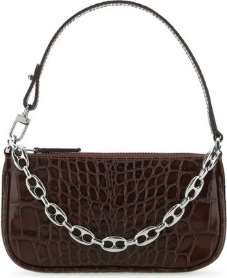 by FAR Chocolade Leren Mini Rachel Handtas - Dames - Handtassen - Bruin - ONE Size - Katoen - Tassen