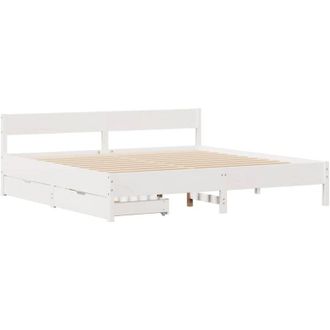 vidaXL Vidaxl - Cama Sin Colch&oacute;n Madera Maciza De Pino Blanca 180x200 Cm