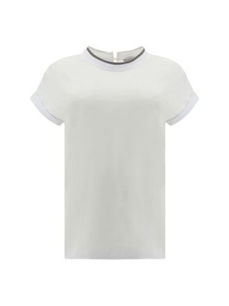 Brunello Cucinelli Womens Cotton T-Shirt Bianco Elastane; T-Shirts And Polos