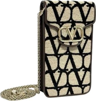 Valentino Pre-owned Cross Body Bags, female, Multicolor, Size: ONE SIZE Pre-owned Toile Iconographe Leather Canvas Shoulder Phone Pouch
