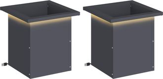 vidaXL Jardinera Para Jard&iacute;n Con Luces Led 2 Uds. Antracita Vidaxl