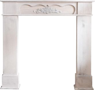 Mobili Rebecca Mobili Rebecca - Rebecca Mobili Consola Decoracion Chimenea Madera Blanco Clasico 99x104x21