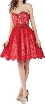 Angela & Alison Short Prom Dress In Hot Red