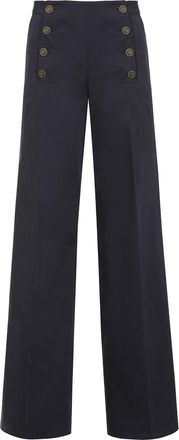 Etro Etro Womens Cotton Wide-leg Trousers - Dark Blue - Size EU 44 (Womens)