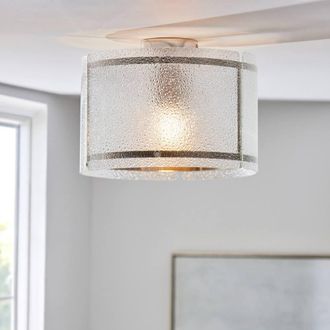 Pagazzi Traynor Clear & Satin Nickel Flush Ceiling Light