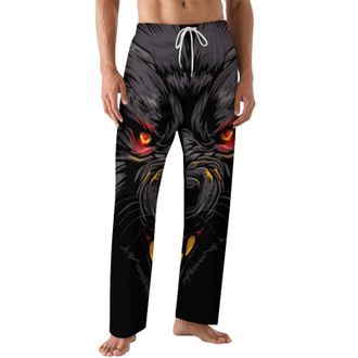 Generic Scary Werewolf Face Soft Mens Pajama Pants Lightweight Lounge Sleep Pj Bottoms Sleepwear