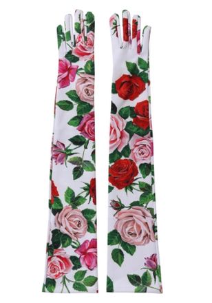 Dolce & Gabbana Floral Roses Elbow Gloves Size M