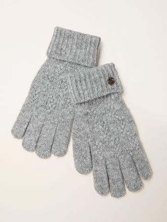 Fat Face FatFace Grey Leaf Knit Gloves