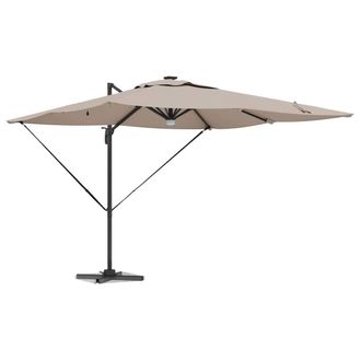 Berkfield Home Modern Cantilever Roma Parasol with LEDs Taupe 286x285x270 cm Alu | Size: 286 x 285 x 270 cm