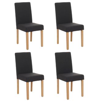 Hhg Hhg - Juego De 4 Sillas De Comedor Silla De Cocina Littau, Textil, Negra, Patas Claras