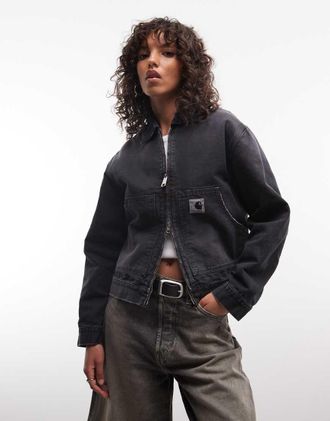 Carhartt Work in Progress OG Arcan - Giacca color nero slavato con zip doppia