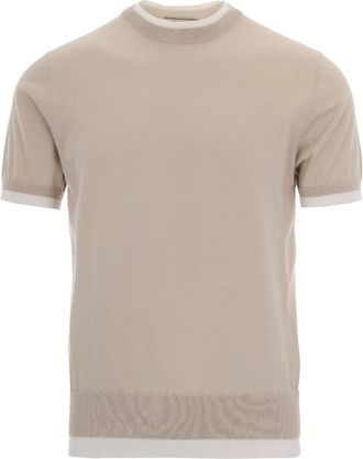 Paolo Pecora Rondgebreide trui - Heren - Ronde hals truien - Beige - XL - Katoen - Truien & Vesten