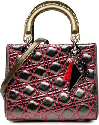 Dior Pre-owned Dior Anselm Reyle Medium Metallic Lambskin Cannage Lady Ladies MHF7U04NNM5ODONA