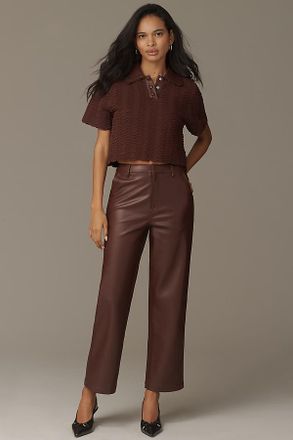 En Saison Delphine Cropped Coated Straight-Leg Pants