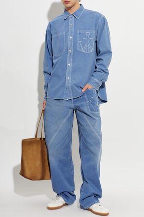 J.W.Anderson Denim Shirt With Pockets, Mens, Blue