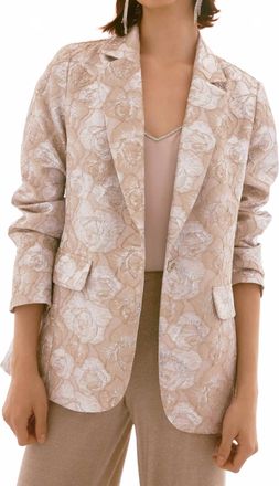 Joseph Ribkoff Floral Long-Sleeve Blazer In Beige/silver