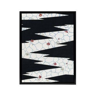 Artery8 Flowers On Footpath Pattern Framed Canvas Wall Art Print Shin Bijutsukai in White | Size: W24 x H32