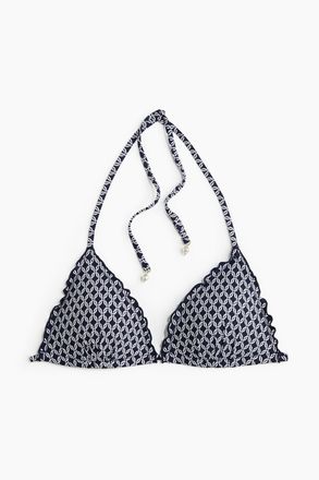 H&M Push-up Triangel-Bikinitop - Marineblau/Gemustert