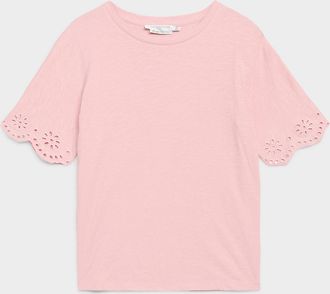Contemporaine Womens Organic cotton broderie anglaise slub T-shirt