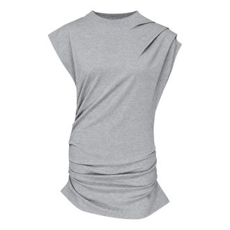 Ganni Top de punto drapeado - Tops - Mujer - Gris - XS