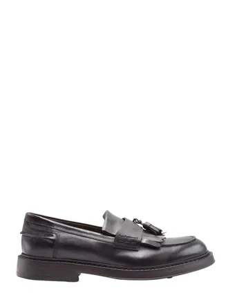 Doucal's Black Adler Polished Leather Loafers