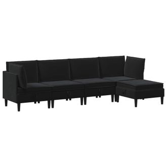 vidaXL Juego De Muebles De Sal&oacute;n Con Coj&iacute;n 5 Pcs Negro Terciopelo Vidaxl