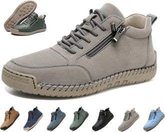 Generic Womens Handmade Leather Orthopedic Comfy Shoes Fashion Lightweight Non Slip Side Zipper Walking Shoes Outdoor Casual Ankle Boots (Grey,10.5)